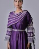 Purple Raw Silk Hand Embroidered Frilled Gown